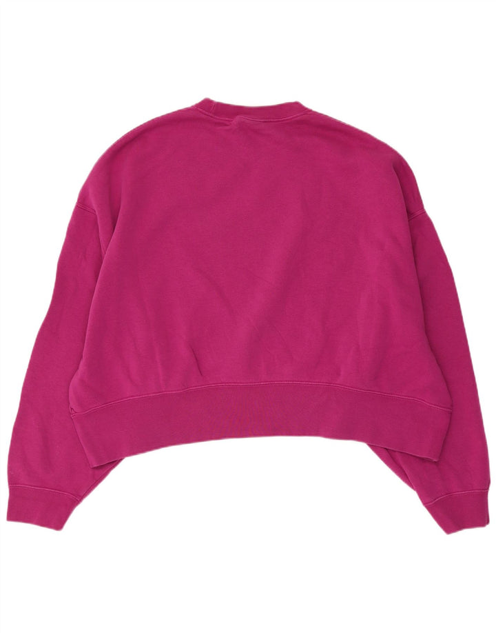 NIKE Womens Crop Oversized Sweatshirt Jumper UK 14 Medium Pink Bomuld