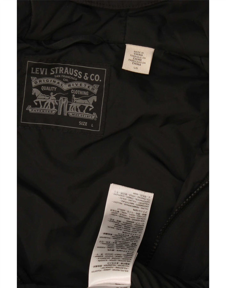 Levi's Herre hættepolstret jakke UK 40 Stor sort polyester