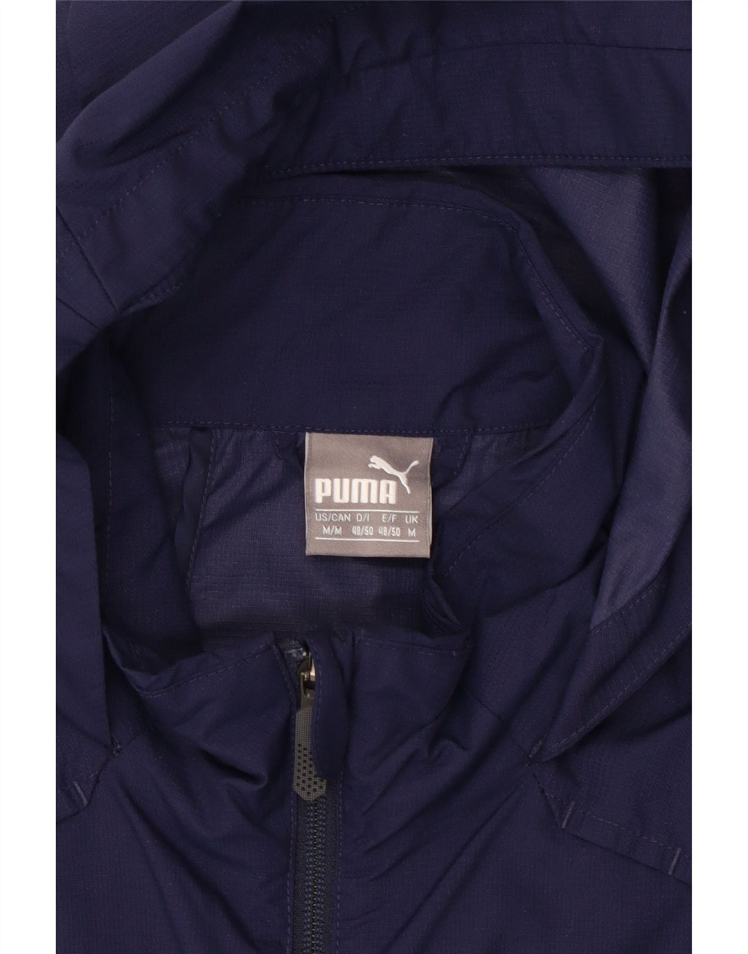 Puma Regnjakke med hætte til mænd UK 38 Mellem marineblå nylon