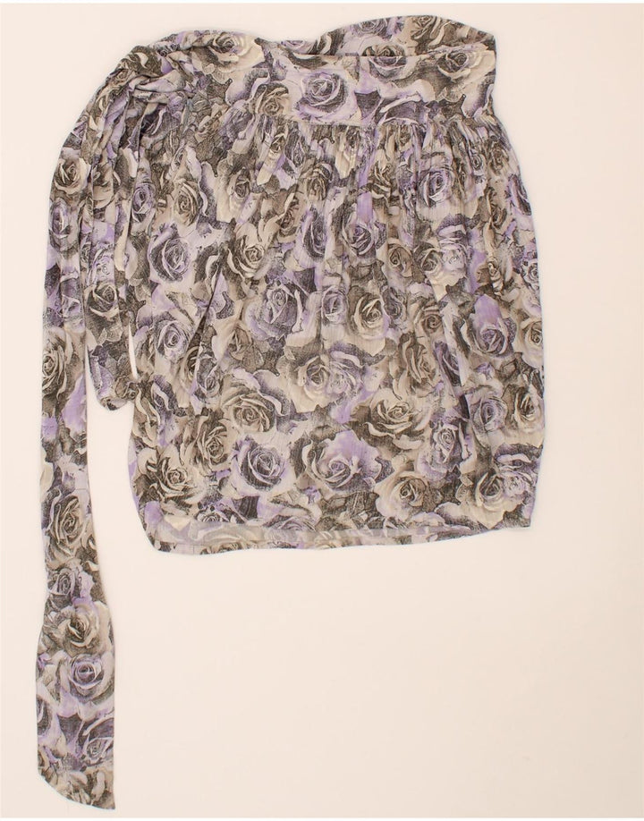 VINTAGE Womens Bubble Skirt IT 44 Medium W30 Grey Floral Viscose Vintage Vintage and Second-Hand Vintage from Messina Hembry 