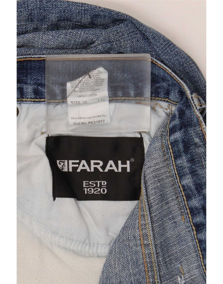Farah Straight Jeans til mænd W38 L32 blå bomuld