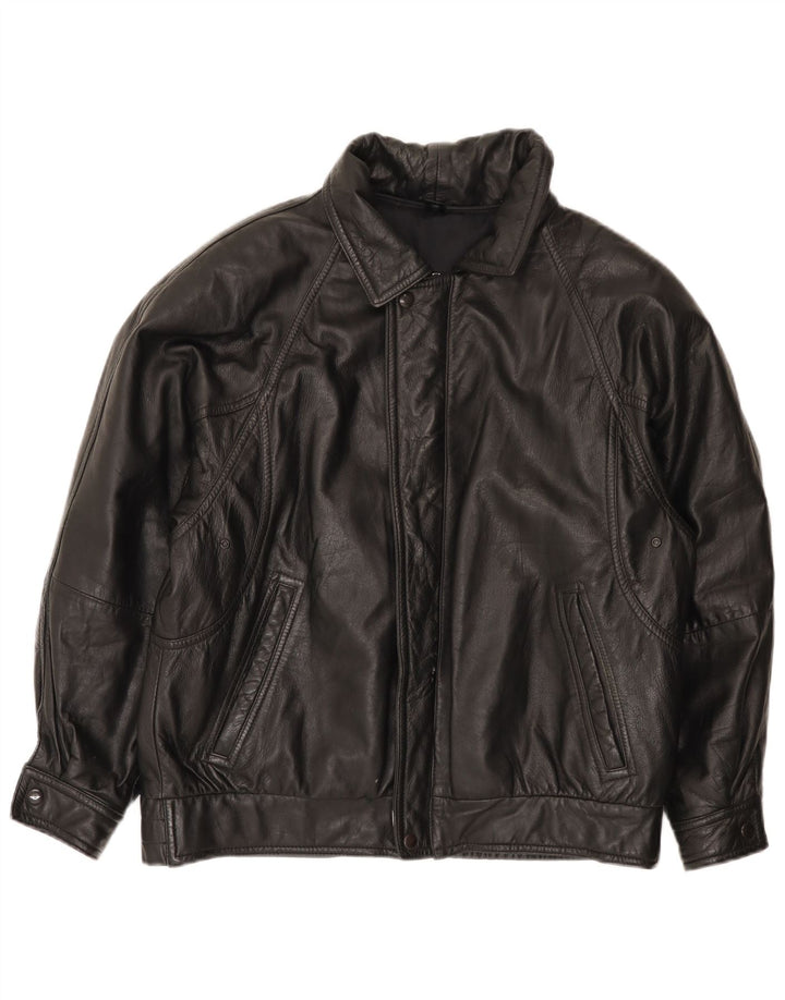 Vintage herre læderjakke IT 48 Medium Sort