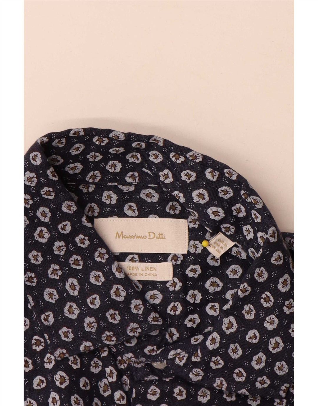 Massimo Dutti herreskjorte XL marineblå blomsterlinned