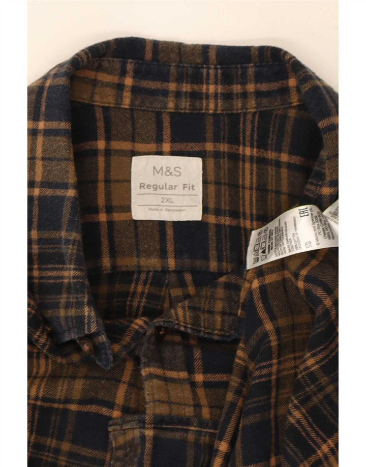 Marks & Spencer Herre Regular Fit Flanellskjorte 2XL brun ternet