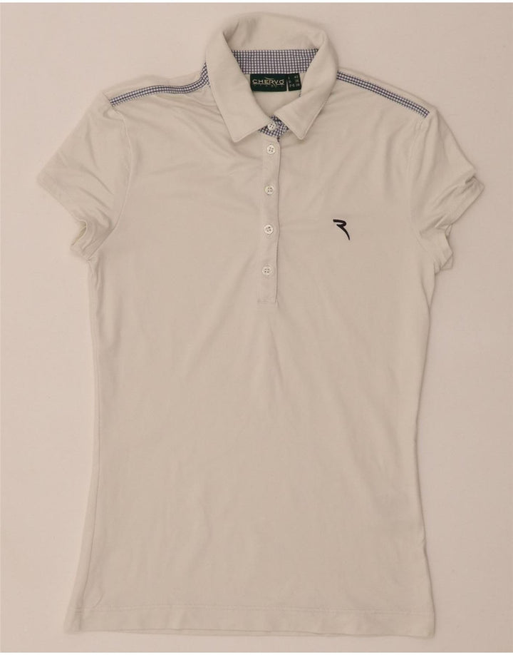 Chervo Dame Polo Shirt IT 42 Medium Hvid Polyamid