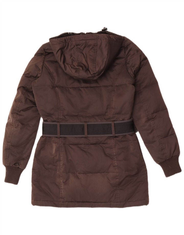 Refrigue Dame Hætte Oversized Polstret Jakke UK 6 XS Brun Polyester