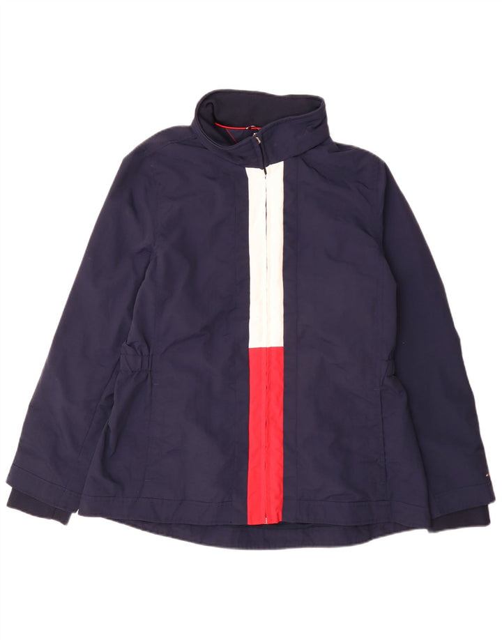 Tommy Hilfiger Regnjakke til kvinder UK 14 Large Navy Blue Colourblock Nylon