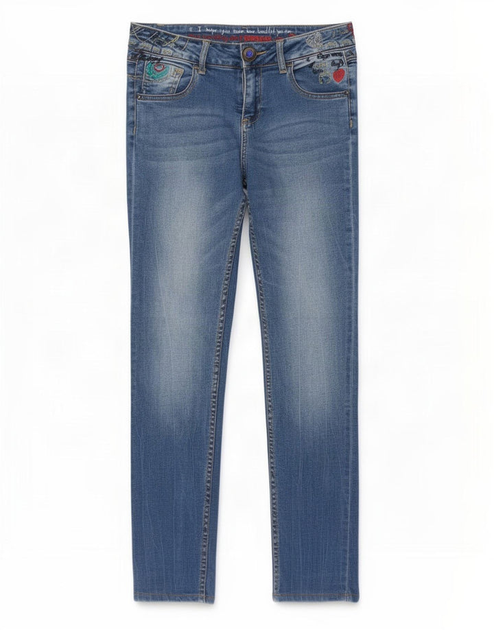 Desigual Graphic Slim Jeans til kvinder W30 L27 blå polyester