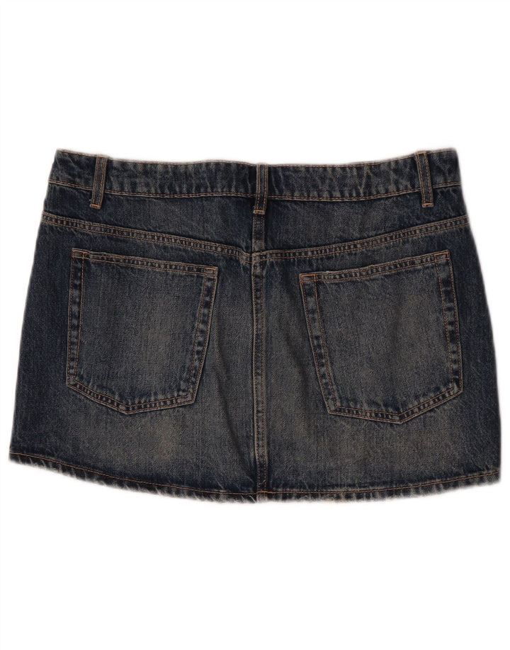 Zara Dame Mini Denim Nederdel Stor W30 Marineblå Bomuld