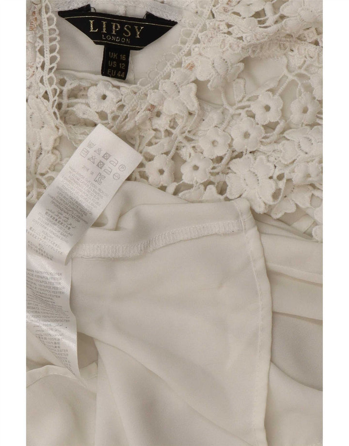 Lipsy Dame Bluse Top UK 16 Large White Polyester