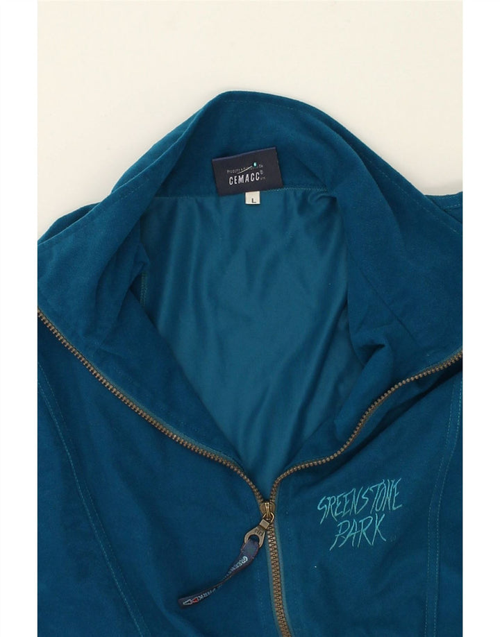 GREENSTONE PARK Mens Graphic Tracksuit Top Jacket  Large Blue Polyester Vintage Greenstone Park and Second-Hand Greenstone Park from Messina Hembry 