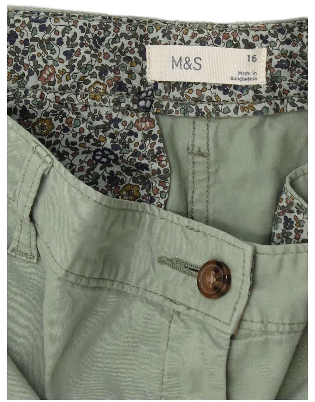 Marks & Spencer Chino Shorts til kvinder UK 16 Large W38 Green