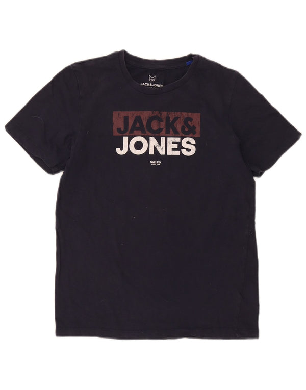 Jack & Jones drenge grafisk t-shirt top 13-14 år marineblå bomuld