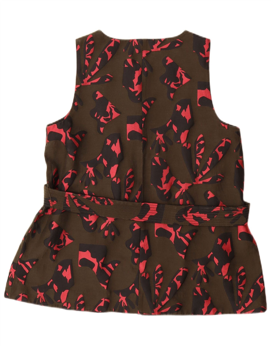 BANANREPUBLIK Kvinder abstrakt mønster bluse Top UK 14 Medium Khaki