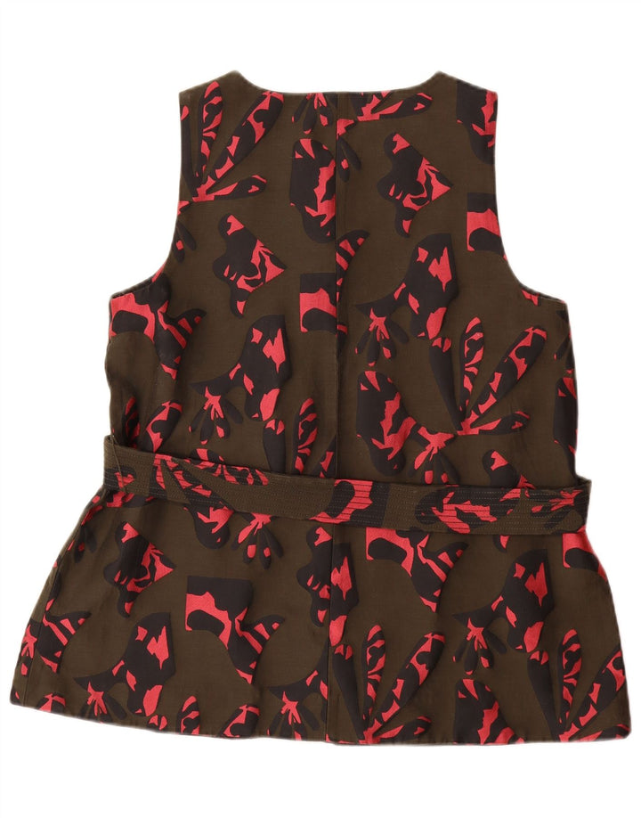 BANANREPUBLIK Kvinder abstrakt mønster bluse Top UK 14 Medium Khaki