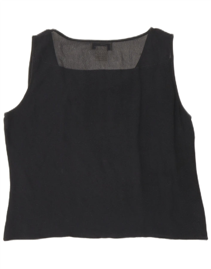 Genny Womens Crop Ærmeløs bluse Top UK 12 Medium Sort Silke
