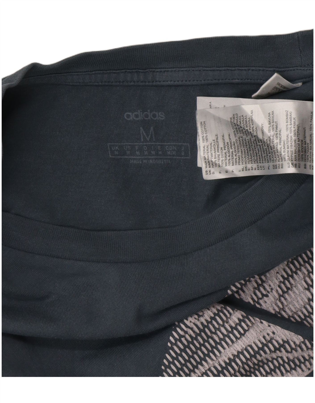 Adidas Grafisk T-shirt top mellemblå bomuld til mænd