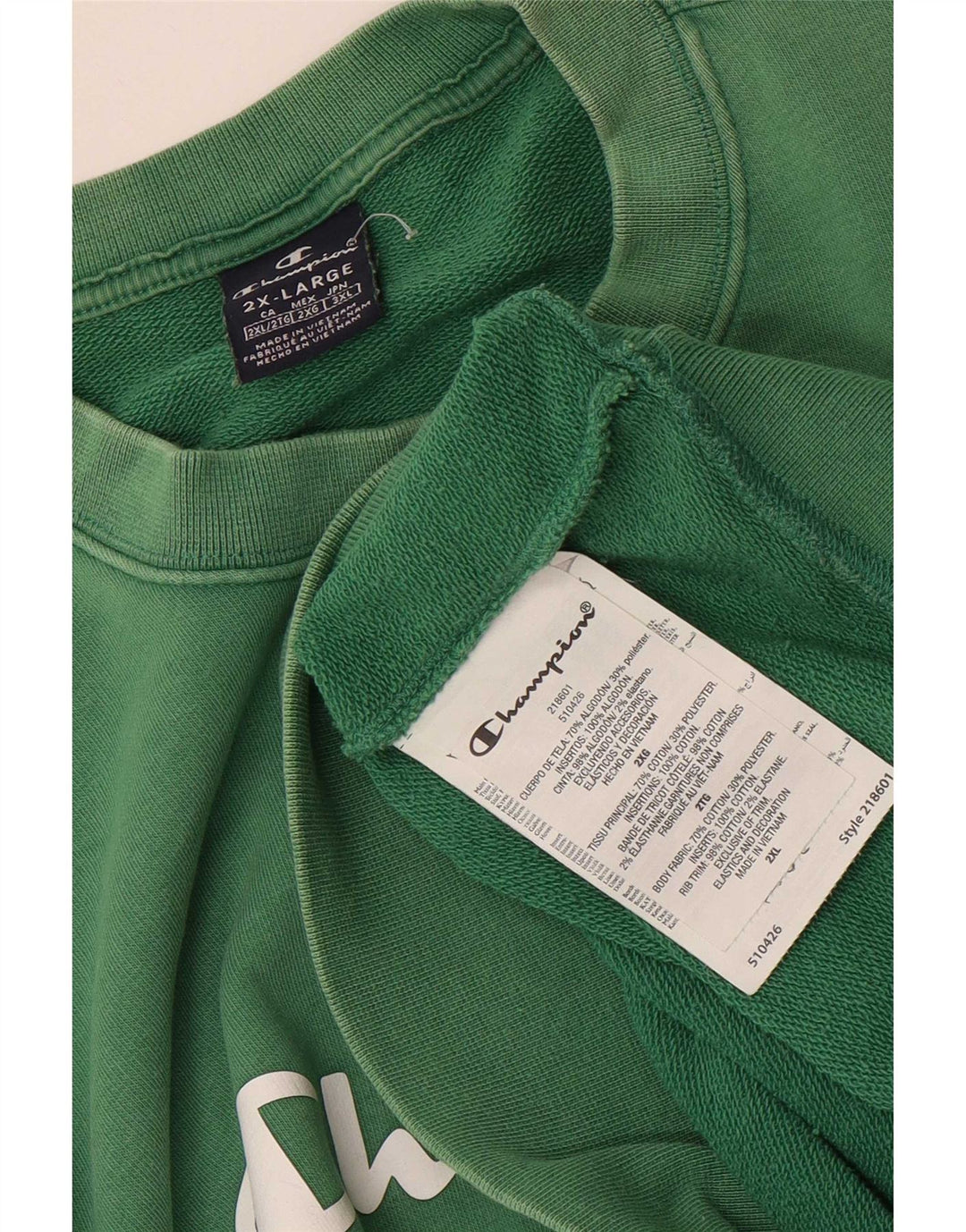 Champion Herre Grafisk Sweatshirt Jumper 2XL Grøn Bomuld