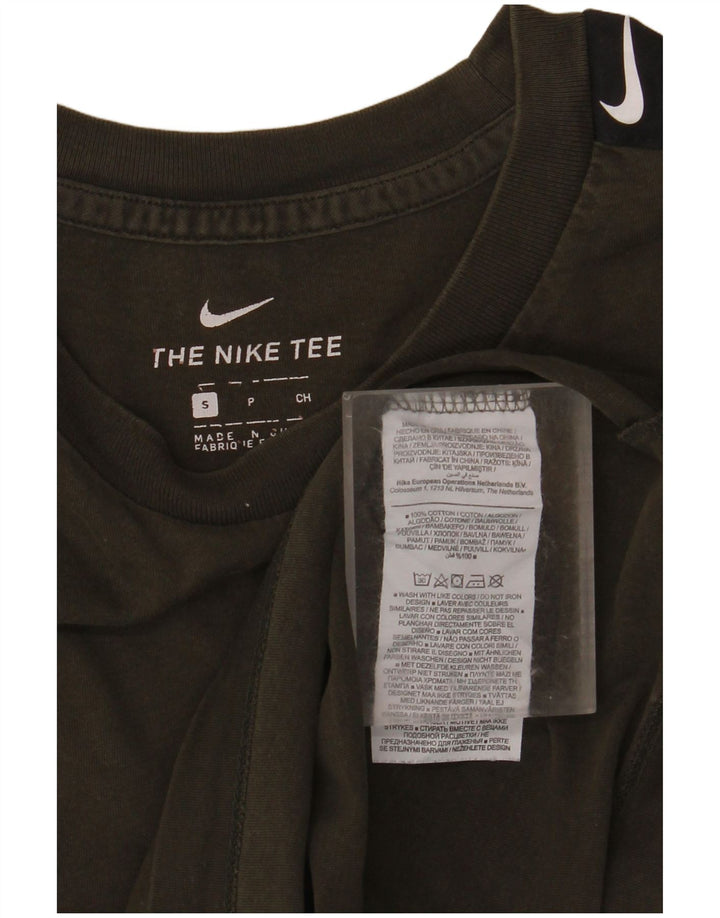 NIKE Grafisk T-shirt top til mænd, lille Khaki Colourblock Bomuld