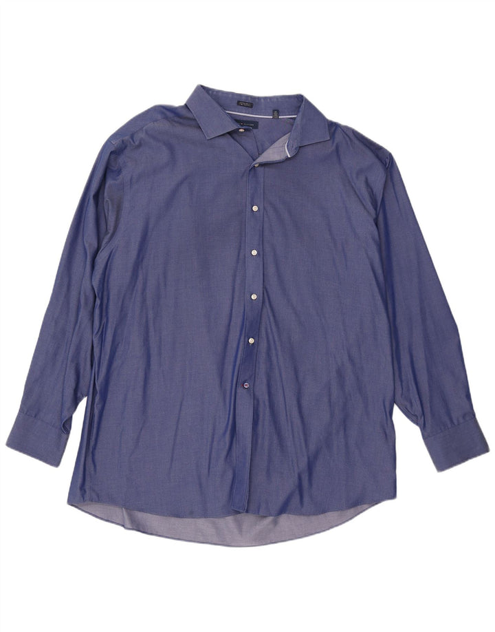 Tommy Hilfiger Herre Regular Fit Skjorte Størrelse 18 2XL Blå Bomuld