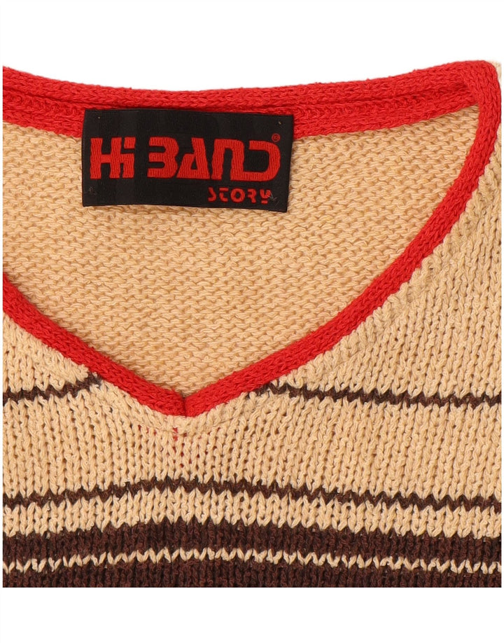 Vintage Herre V-hals sweater IT 50 Medium Flerfarvet Stribet