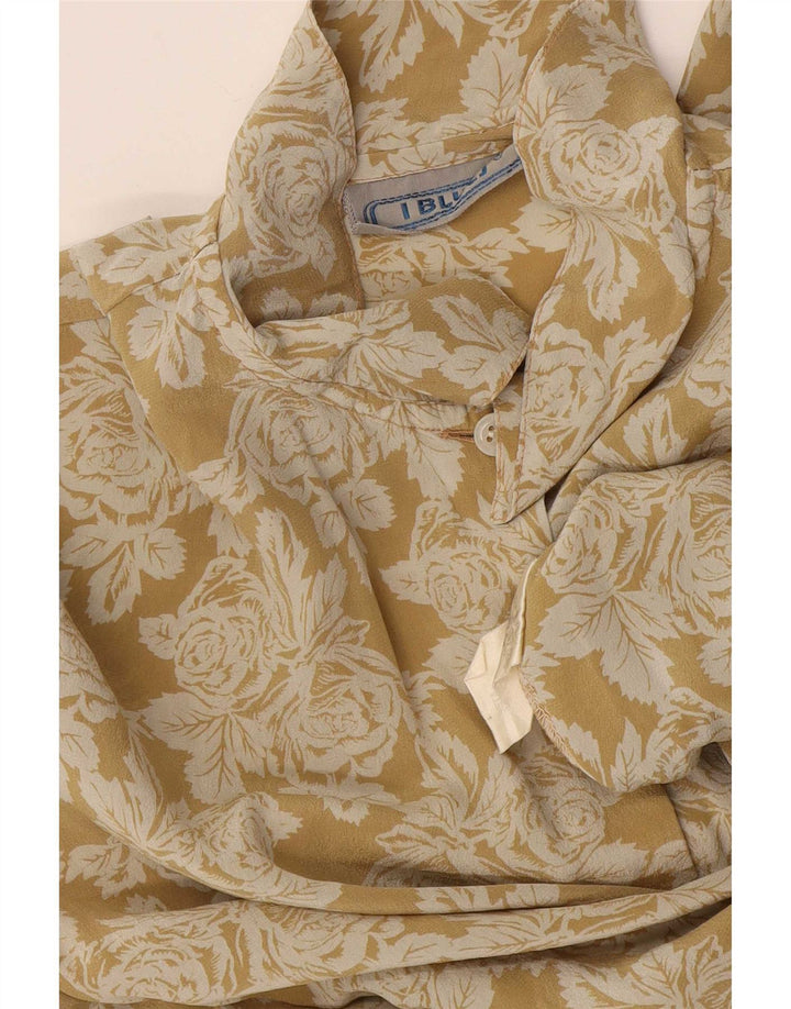 i Blues Dameskjorte Bluse IT 44 Medium Yellow Floral Silk
