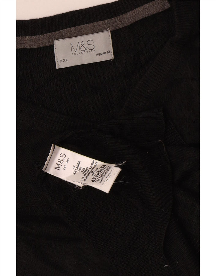 Marks & Spencer Herre Regular Fit V-hals sweater 2XL sort akryl