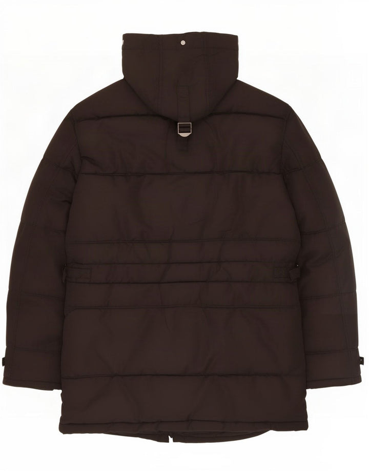 Zara Herre hættepolstret jakke UK 38 Medium Sort Polyester