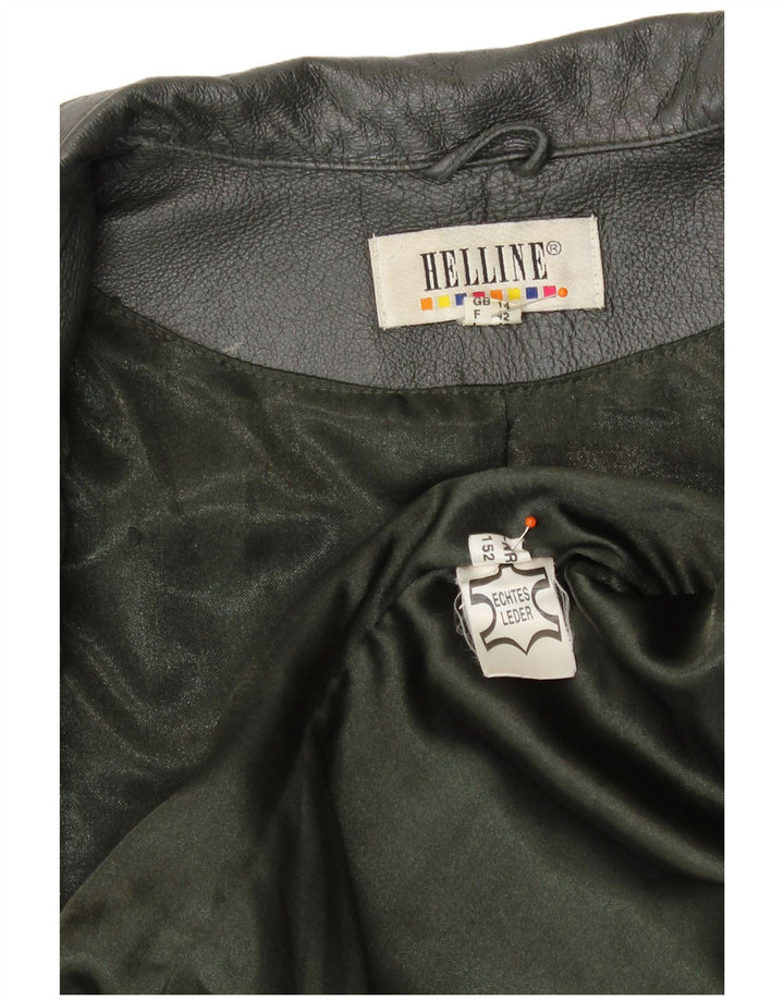 HELLINE Dame Læderjakke UK 14 Medium Grønt Læder