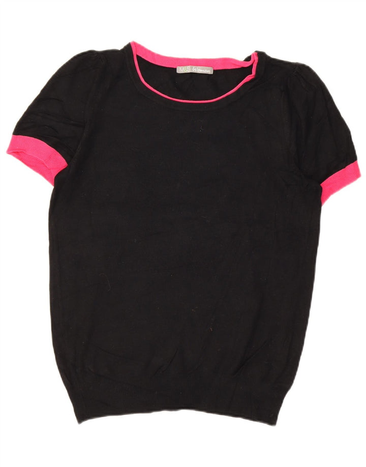 Marks & Spencer Kvinders Boat Neck Striktrøje UK 12 Medium Sort