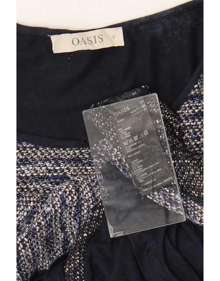 Oasis Dame Top Langærmet UK 10 Lille Marineblå Stribet Polyester
