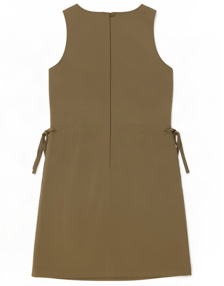Trussardi Dame Ærmeløs Skede Kjole IT 42 Medium Khaki Polyester