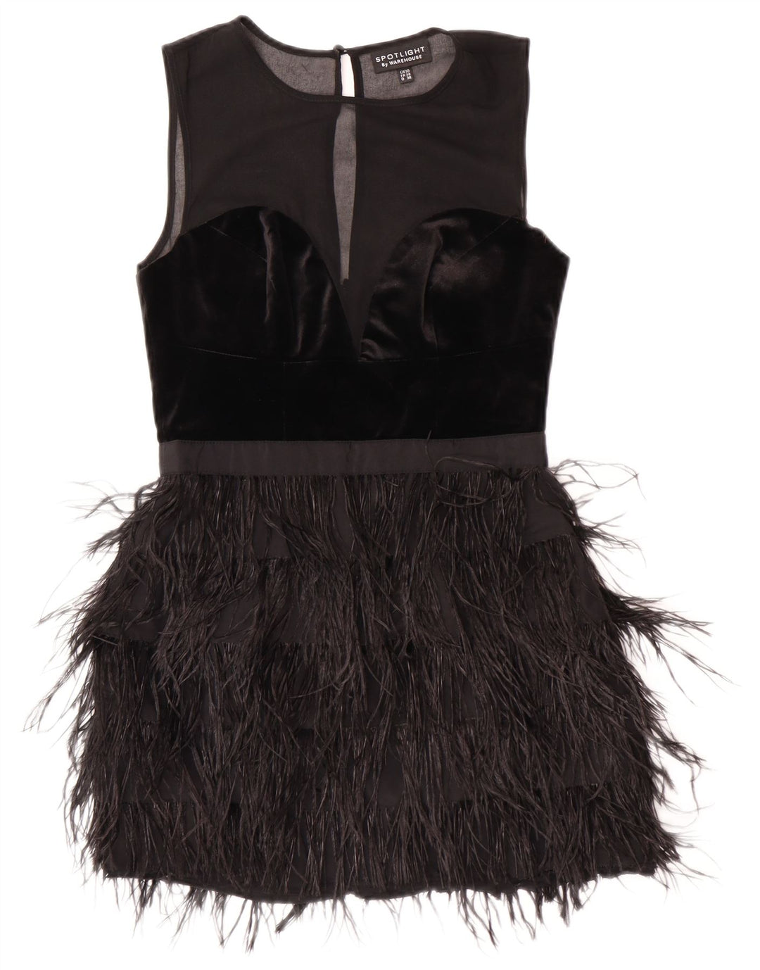 Warehouse Dame Ærmeløs Charleston Kjole UK 10 Small Black Polyester