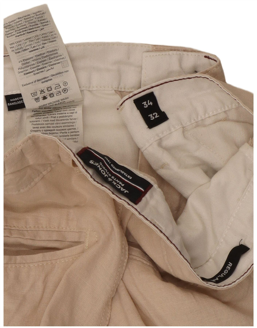 Jack & Jones Herre Lige Regular W34 L32 Beige Bomuld