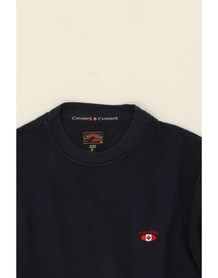 CANADIENS Mens Sweatshirt Jumper Small Navy Blue Cotton Vintage Canadiens and Second-Hand Canadiens from Messina Hembry 