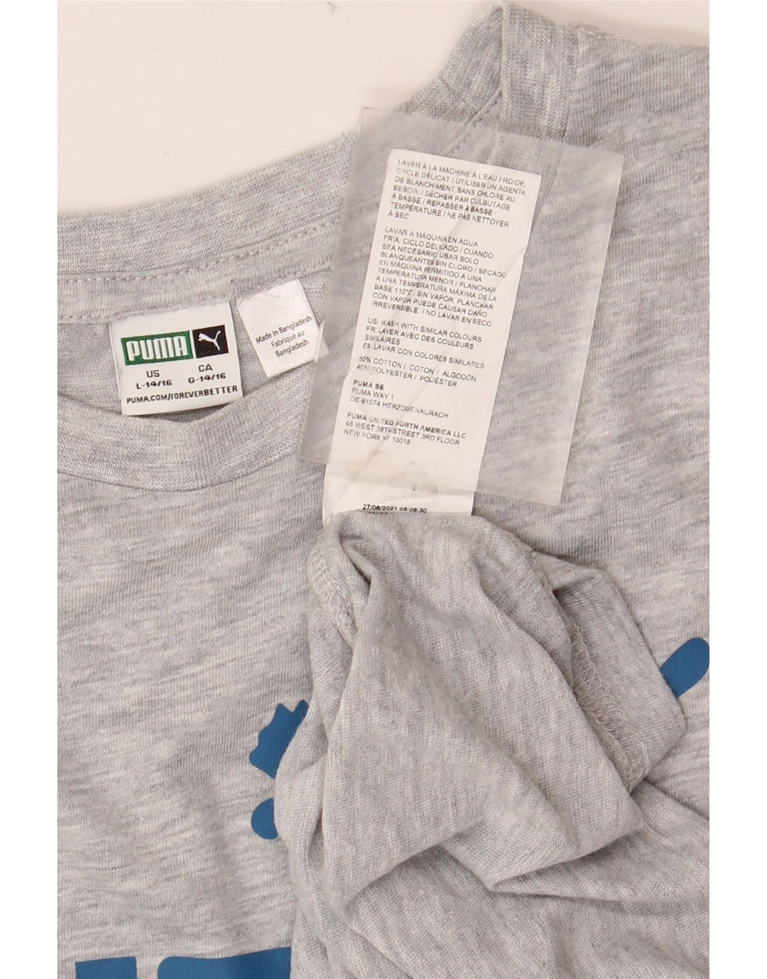 PUMA drenge grafisk t-shirt top 13-14 år stor grå bomuld