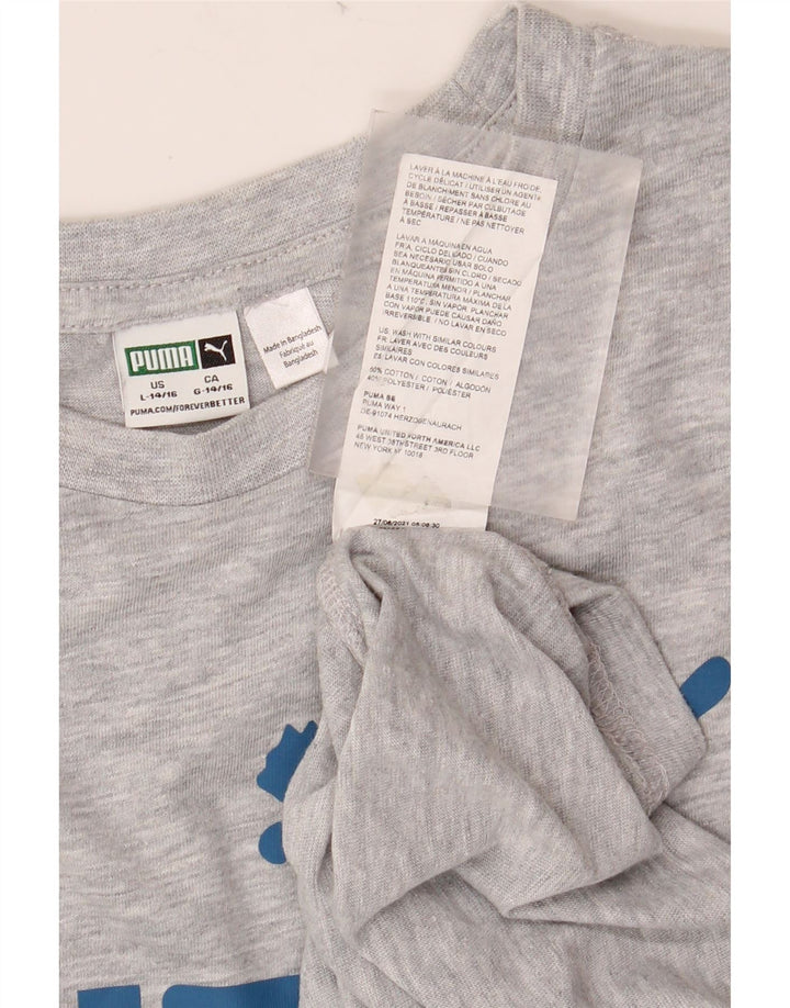 PUMA drenge grafisk t-shirt top 13-14 år stor grå bomuld