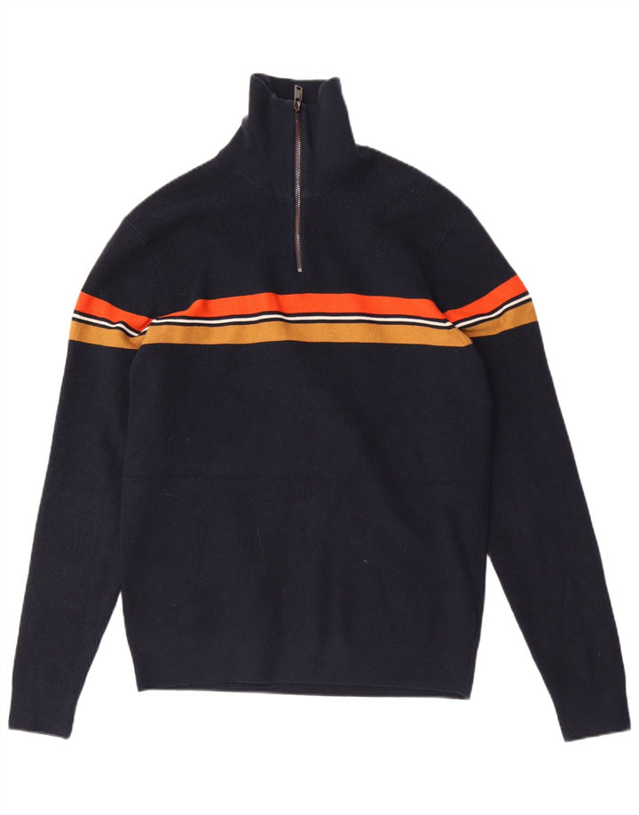 Marks & Spencer Herre sweater med lynlåshals mellem marineblå farveblok