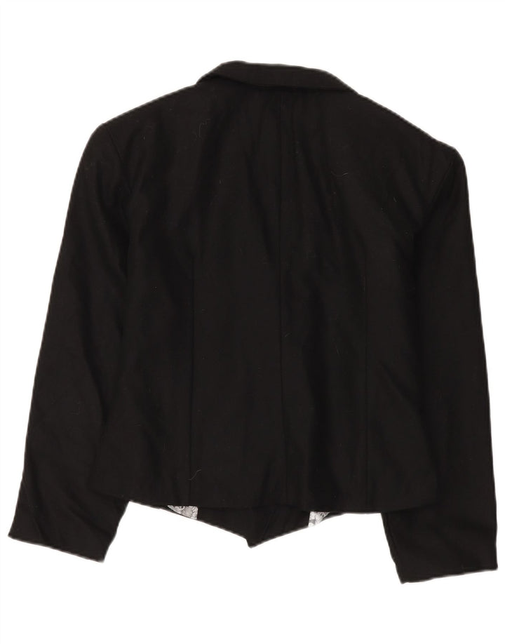 Vintage Dame Dobbeltradet Blazer Jacket UK 14 Medium Sort Uld