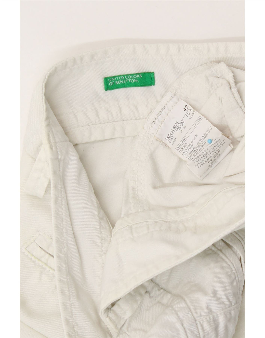 Benetton Chino Shorts til kvinder IT 42 Medium W30 Hvid Bomuld