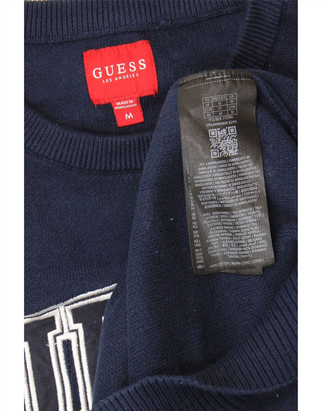 Guess Herre grafisk rund hals sweater medium marineblå bomuld