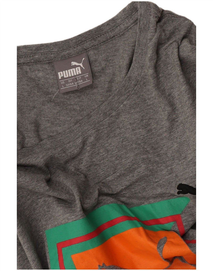Puma Herre Grafisk T-Shirt Top Stor Grå Flecked