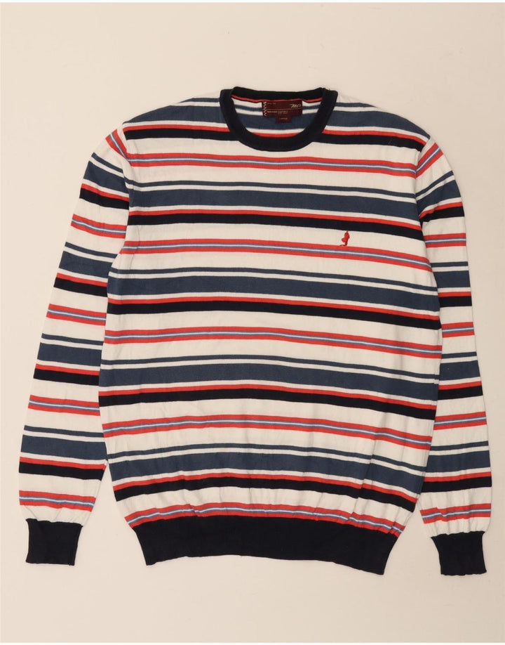 Marlboro Classics Herre Crew Neck Jumper Sweater Stor flerfarvet stribet