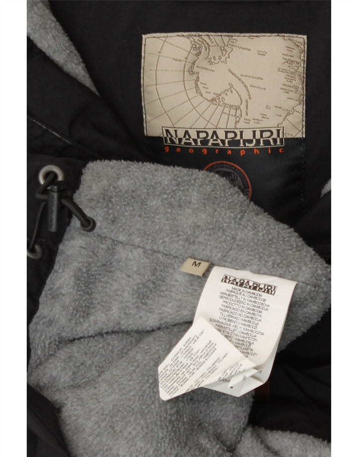 Napapijri Herre Grafisk Hættejakke Anorak UK 38 Medium Sort Polyester