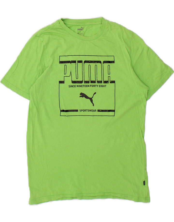 PUMA Mens Graphic T-Shirt Top Medium Green Cotton Vintage Puma and Second-Hand Puma from Messina Hembry 