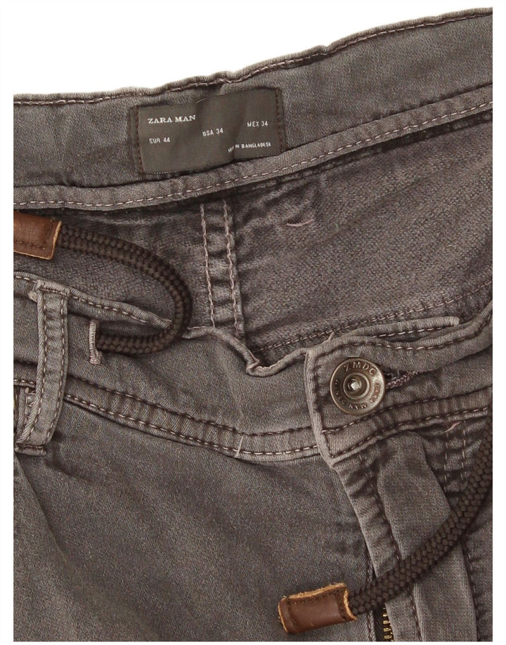Zara Herre Denim Shorts EU 44 Large W34 Grå