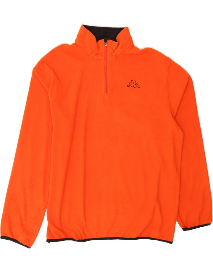 KAPPA Mens Zip Neck Fleece Jumper 2XL Orange Polyester Vintage Kappa and Second-Hand Kappa from Messina Hembry 