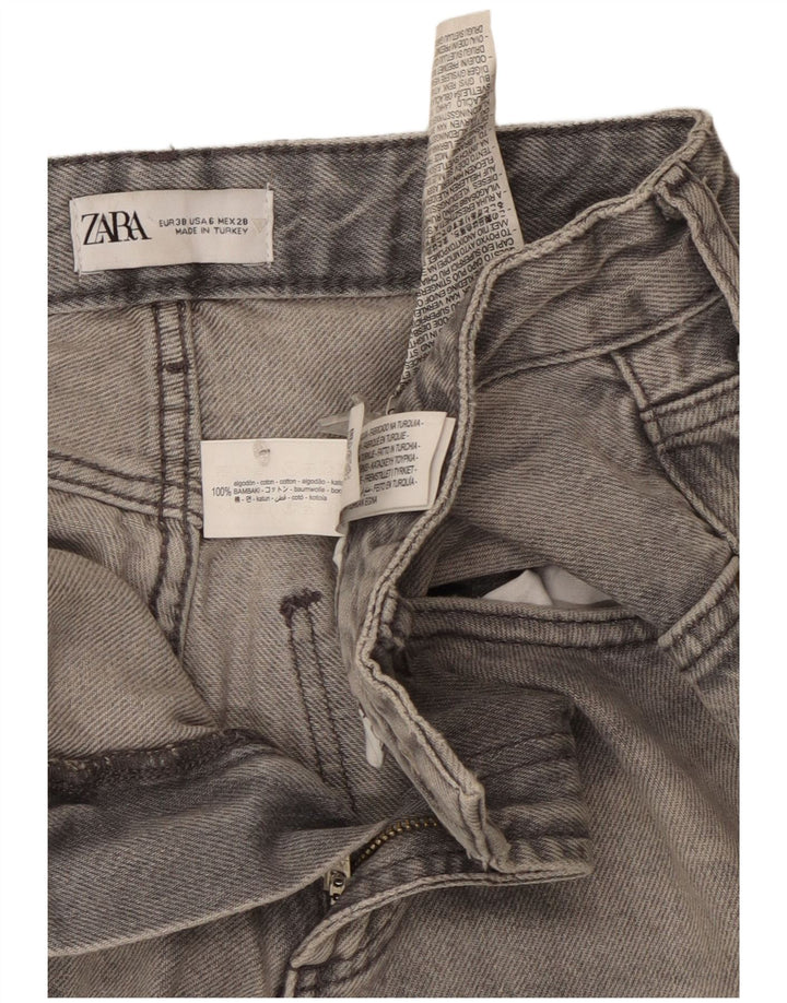 Zara Dame Jeans med brede ben EU 38 Medium W28 L33 Grå Bomuld