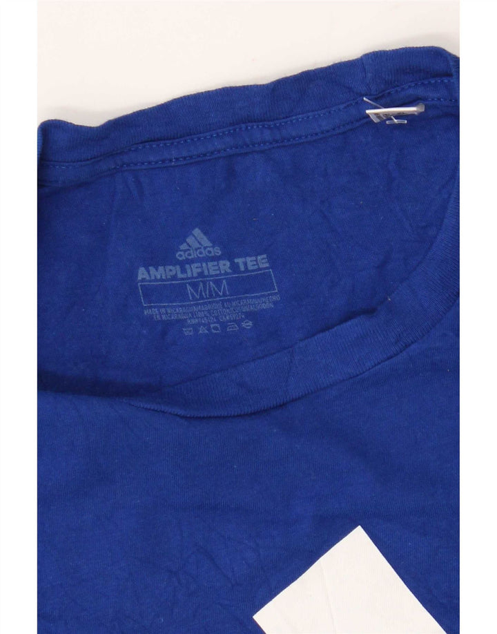 Adidas Grafisk T-shirt top mellemblå bomuld til mænd