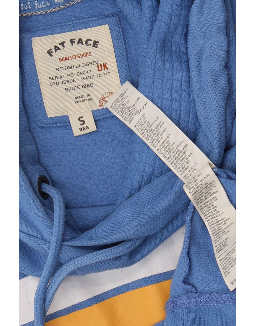 Fat Face Herre hættetrøje Jumper Small Blue Colourblock Bomuld
